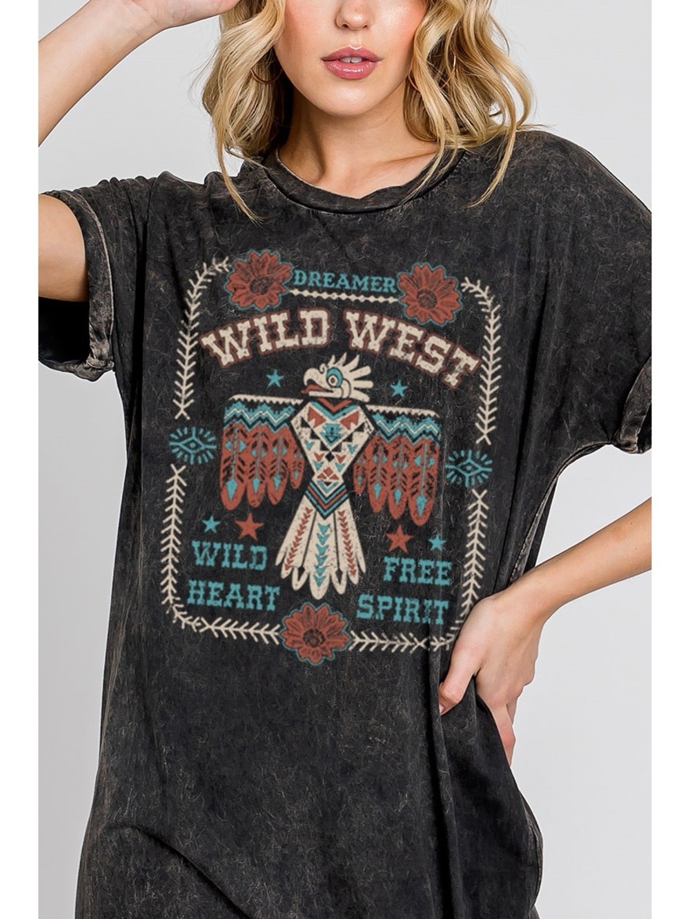WILD WEST Dreamer Mineral Graphic Dress Large - Picture 2 of 9